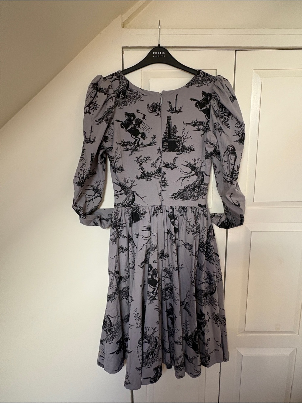 Le Femme En Noir Gothic Sleepy Hollow Halloween retro dress size L grey - Picture 5 of 8